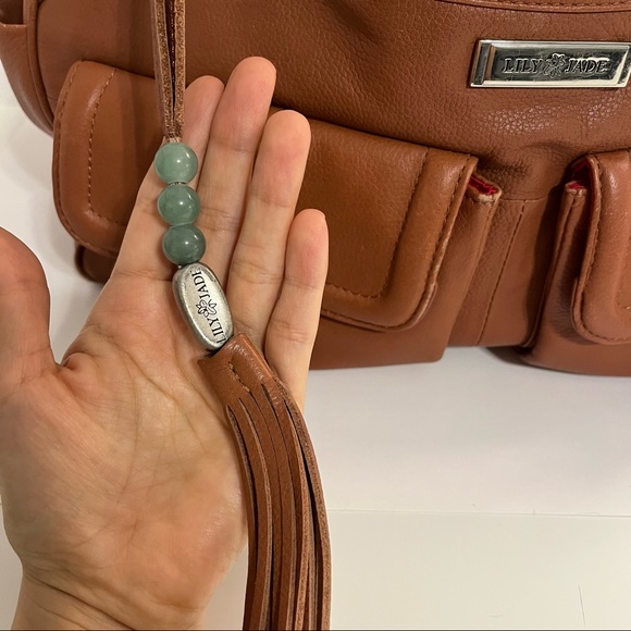 Lily Jade, Elizabeth diaper bag, old English leather, red lining- no tassel! - Picture 3 of 16